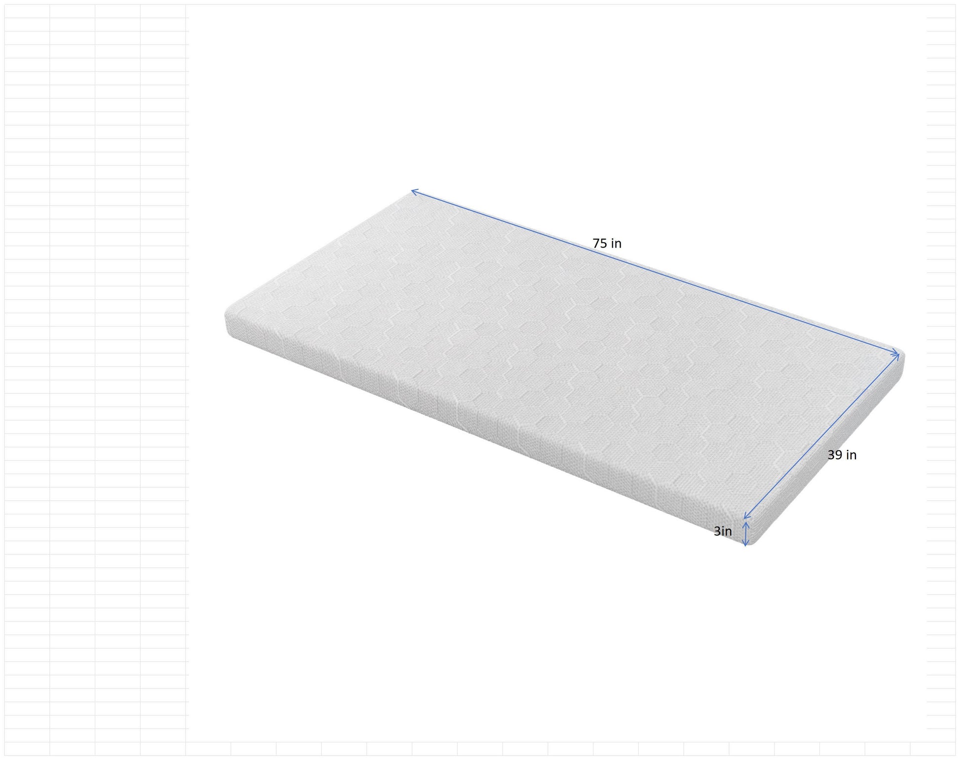 Shopi Vella 3-inch memory foam mattress topper measuring 75 by 39 inches for added comfort