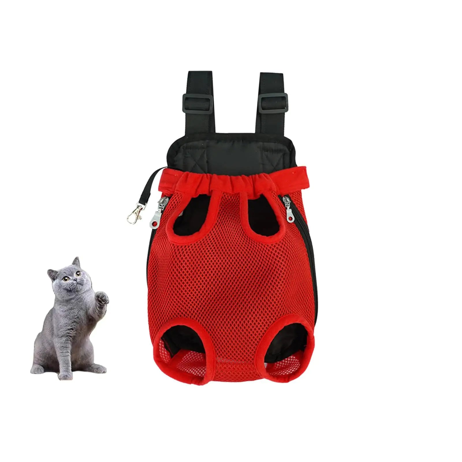 Cat Carrier Portable Pet Carrier Backpack Adjustable Pet Front Cat and Dog Carrier Backpack for Hiking and Riding(RedSmall)