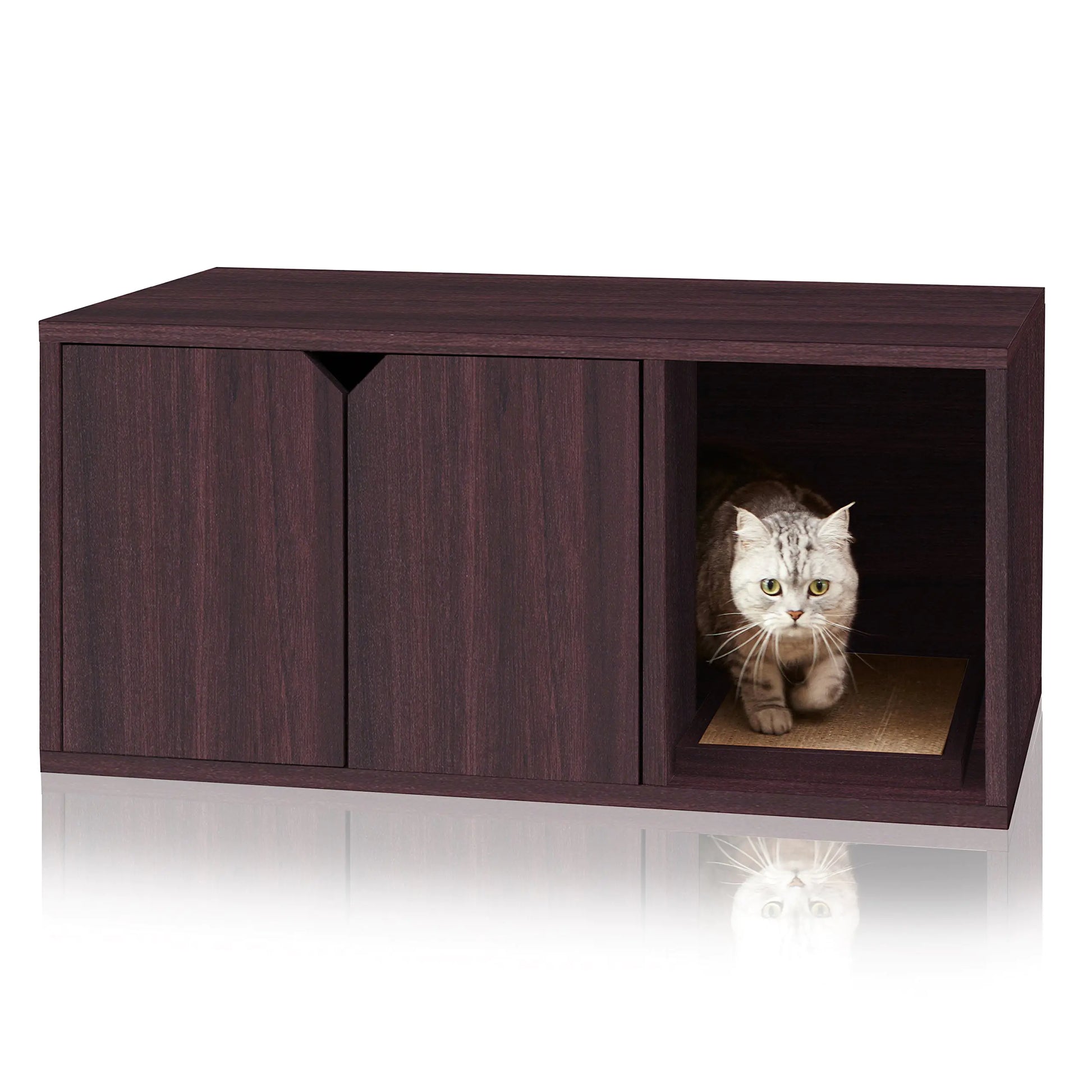 WAY BASICS Cat Litter Box Enclosure Hidden Furniture (Scratch Pad Included)