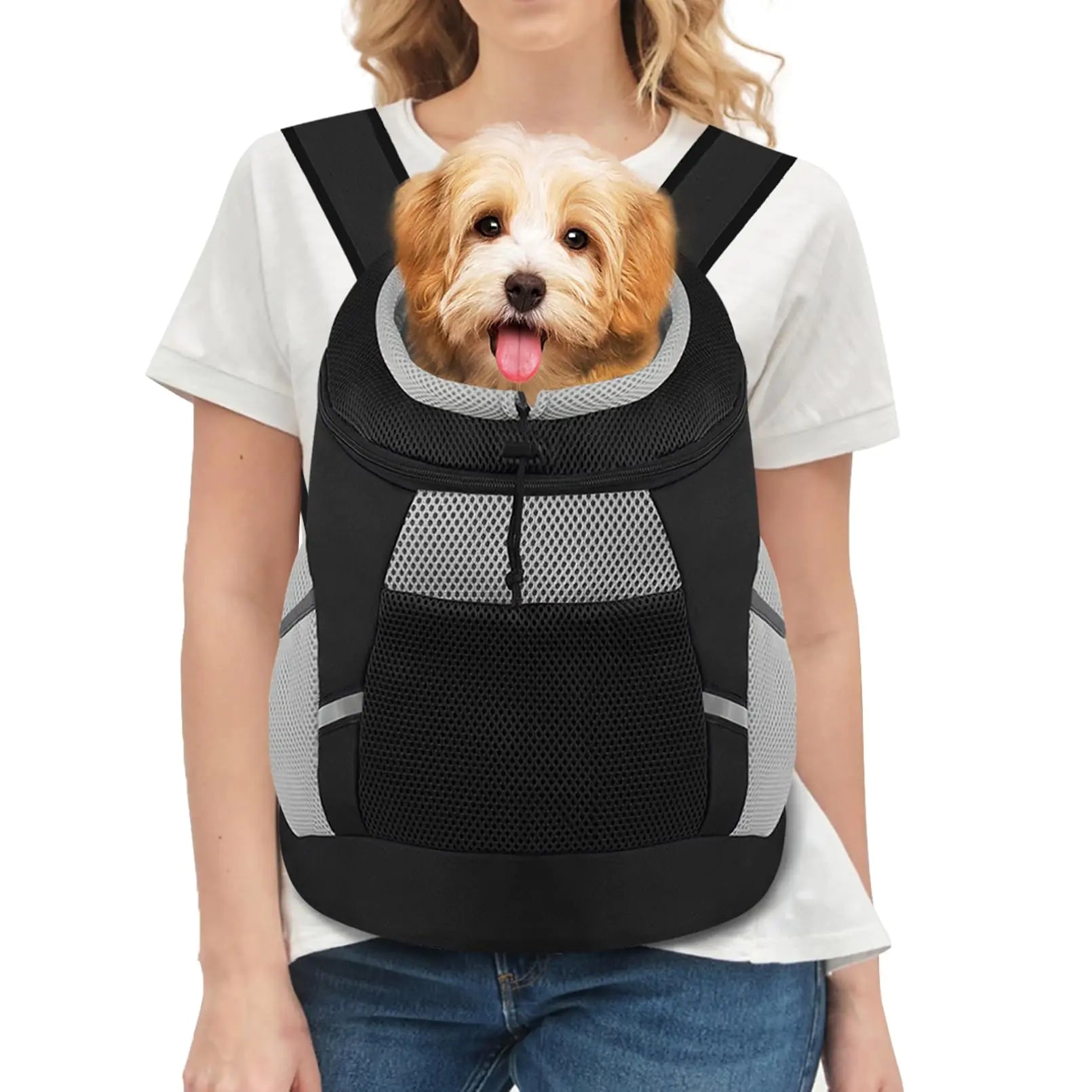 Dog Backpack Carrier Front Chest Carrier for Dogs Pet Carrying Bag Black L