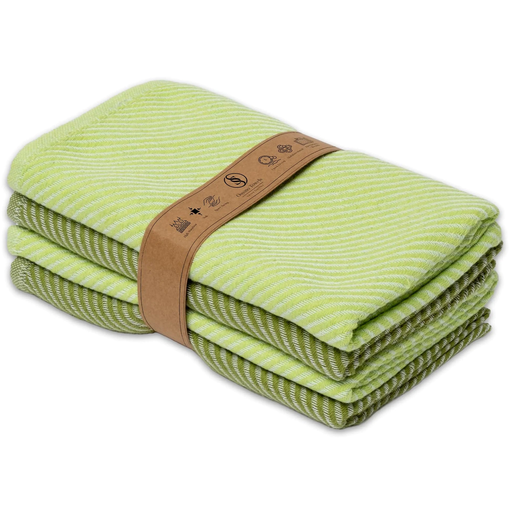 Ossano Towels Kitchen Towels - Set of 4 - Absorbent & Versatile as Dish Rags Dishcloths Tea Towels Bar Towels Hand Towels - Large Size (30"x20") Sage and Bright Green