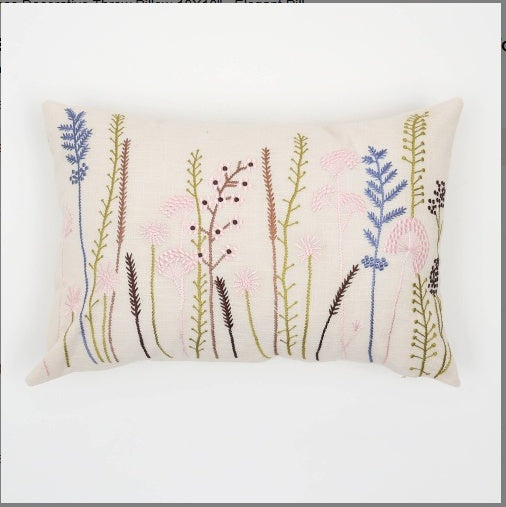 Shopi Vella floral decorative throw pillow case with embroidered wildflower design on cream background