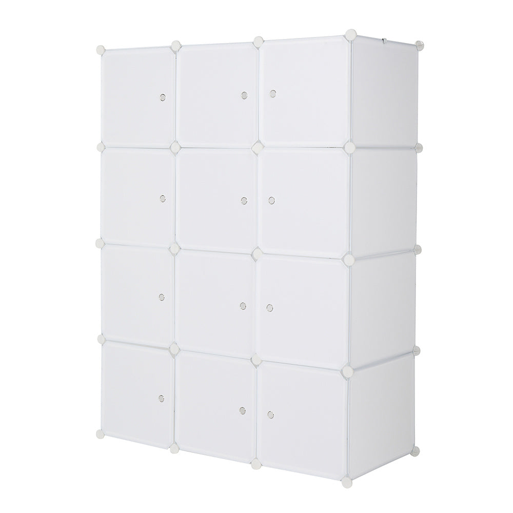 Shopi Vella modular plastic wardrobe organizer with sixteen white storage compartments