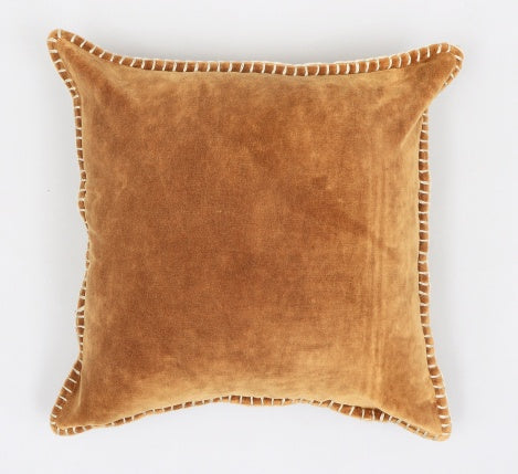Shopi Vella stonewashed decorative pillow 19x19 in soft brown with stitched detailing