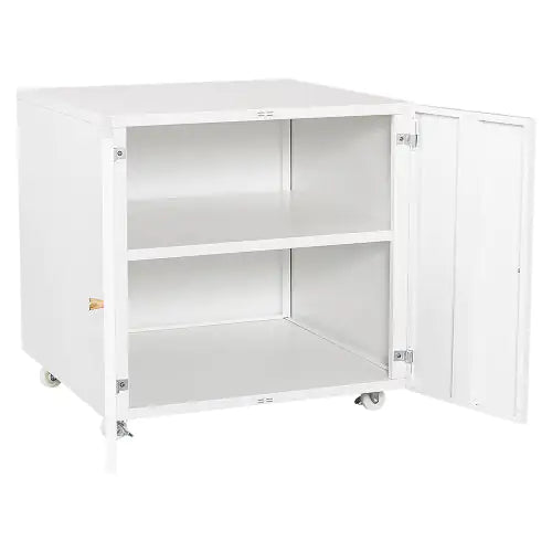 Metal Printer Stand With Storage Small Space Mobile Printer Table With Door Adjustable Shelf Home Office Filing Cabinet On Wheels