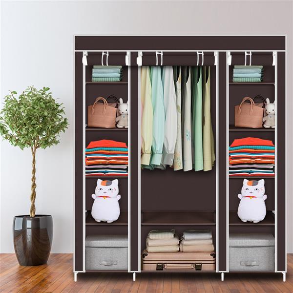 Shopi Vella wardrobe with 5 layers and 12 compartments in brown for organized clothing and storage