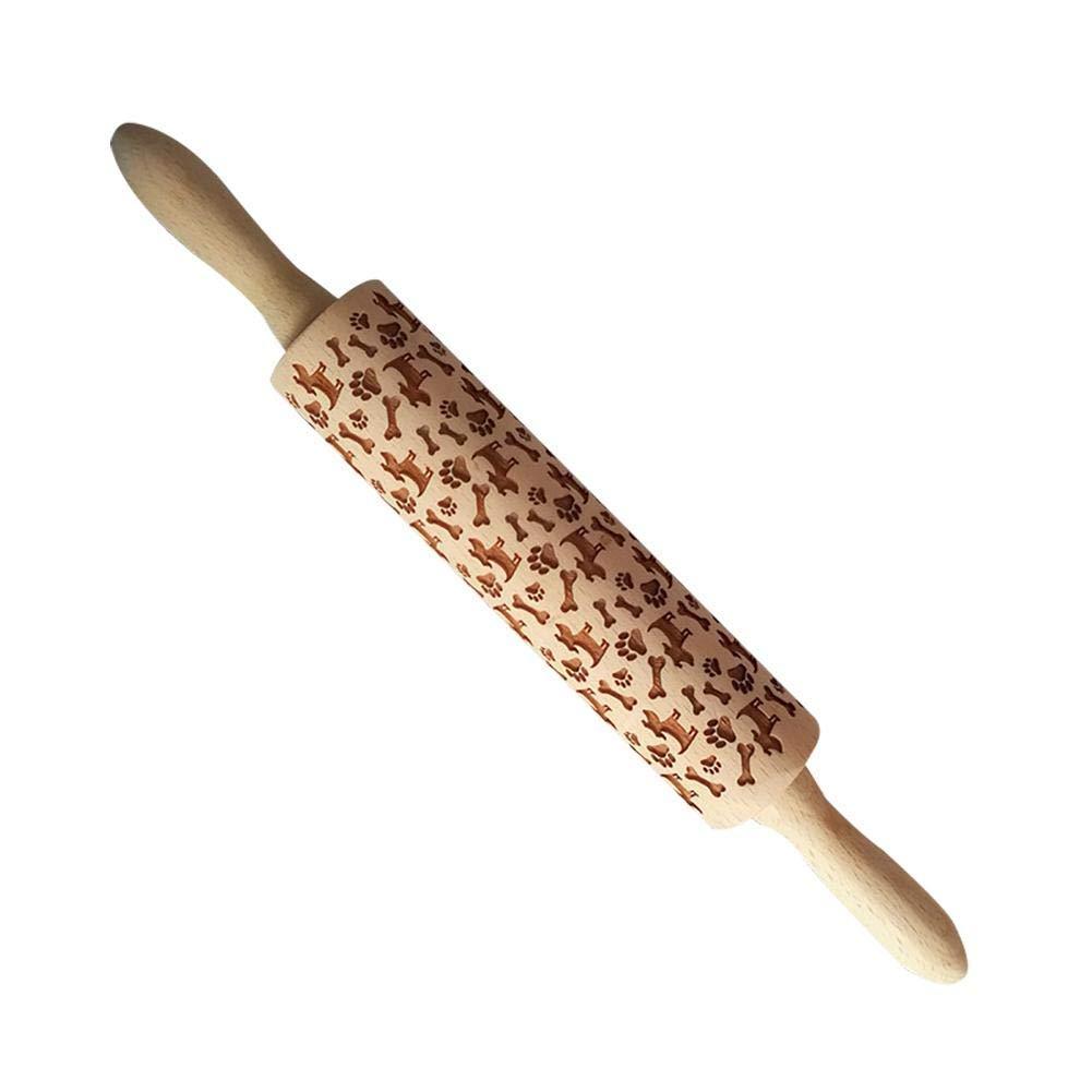 Shopi Vella Christmas Embossing Rolling Pin with Star Pattern