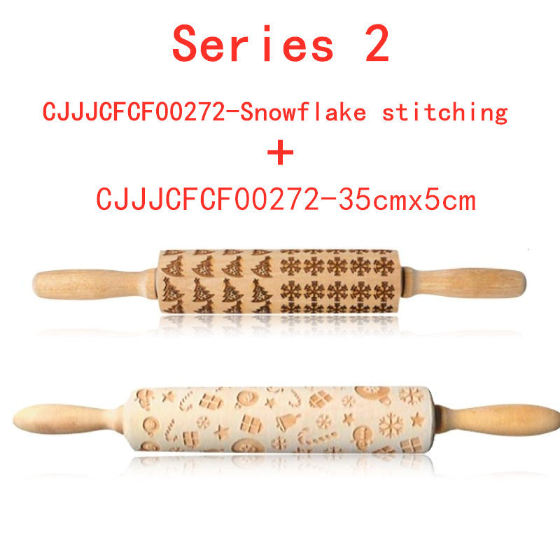 Shopi Vella Christmas Embossing Rolling Pin with Star Pattern