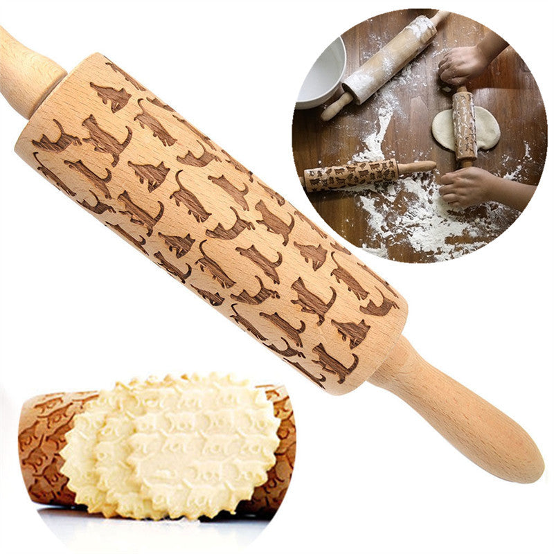 Shopi Vella Christmas Embossing Rolling Pin with Star Pattern