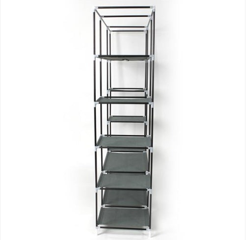 Shopi Vella 12 grid fabric closet with shelves in black and white frame for organized clothing storage