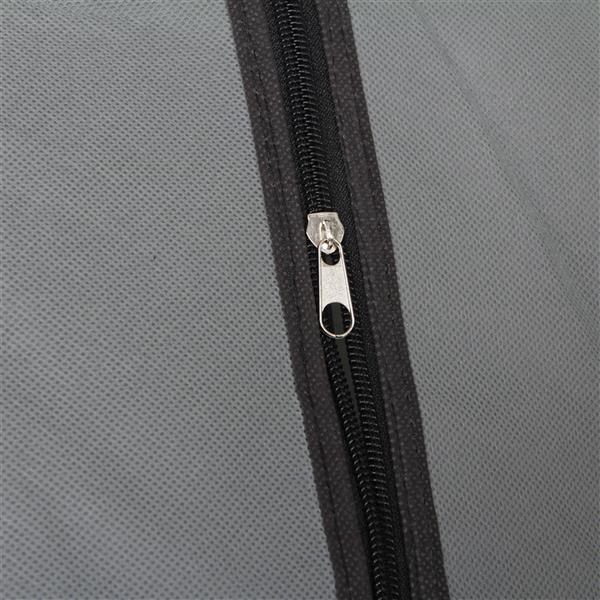 Close-up of zipper on Shopi Vella 12 grid fabric closet with shelves in gray material
