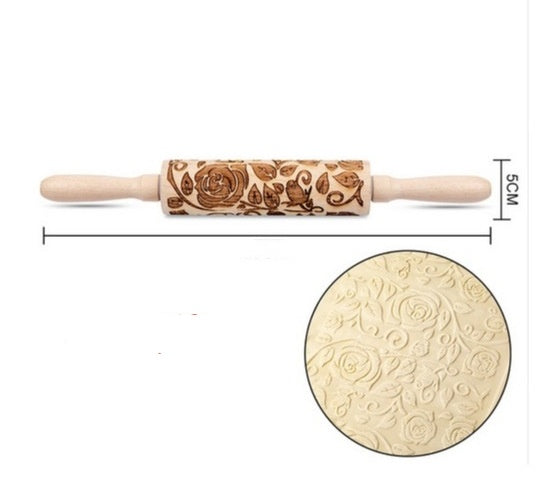 Shopi Vella Christmas Embossing Rolling Pin with Star Pattern