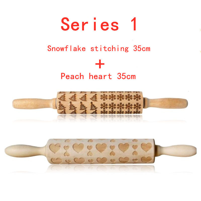Shopi Vella Christmas Embossing Rolling Pin with Star Pattern
