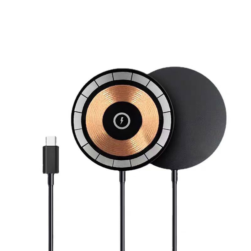 Shopi Vella 15W magnetic wireless charger with USB Type-C cable and sleek black design