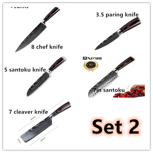 Shopi Vella Carpenter's Chef Knife 8 Piece Set - Damascus Steel