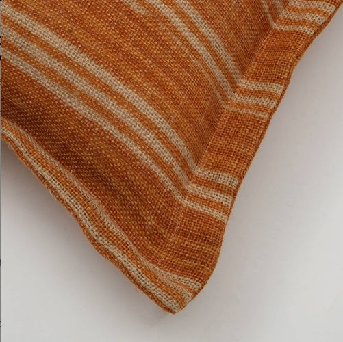Shopi Vella orange striped 20x20 decorative pillow for sofa with textured fabric design