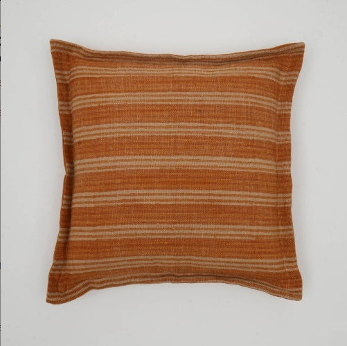 Shopi Vella 20x20 decorative pillow for sofa with orange and beige horizontal stripes pillow case