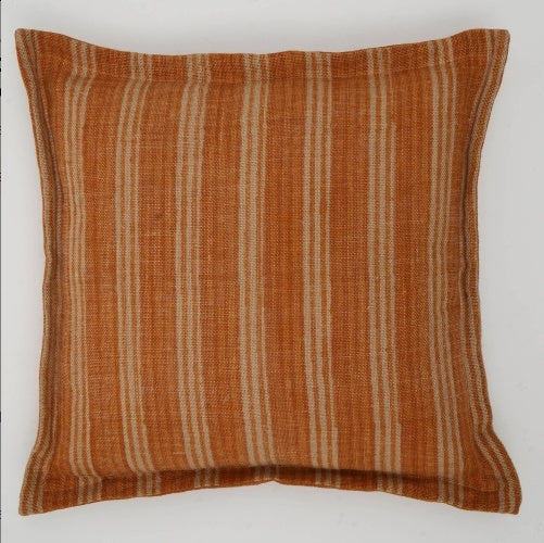 Shopi Vella 20x20 decorative pillow for sofa with orange and beige striped pillow case