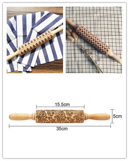 Shopi Vella Christmas Embossing Rolling Pin with Star Pattern