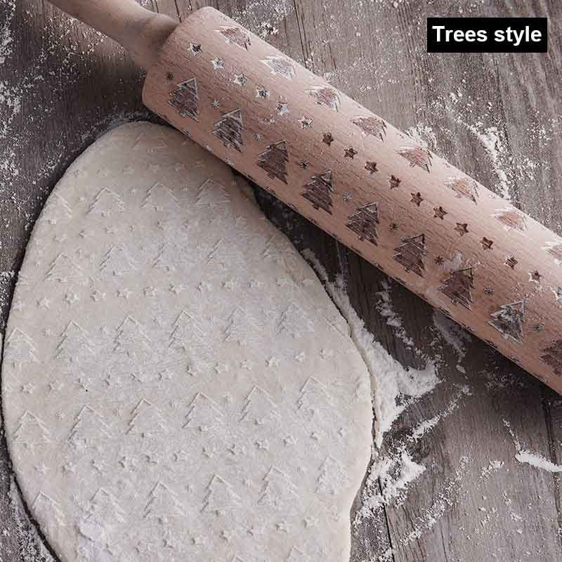 Shopi Vella Christmas Embossing Rolling Pin with Star Pattern