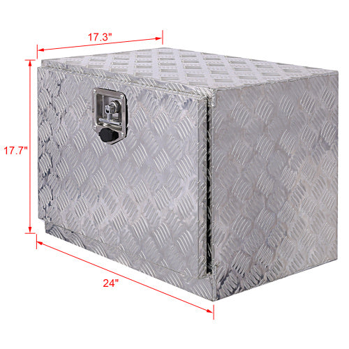 24 inch aluminum truck tool box with diamond plate pattern and secure latch lock