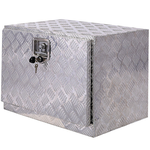 24 inch aluminum truck tool box with diamond plate pattern and secure locking mechanism
