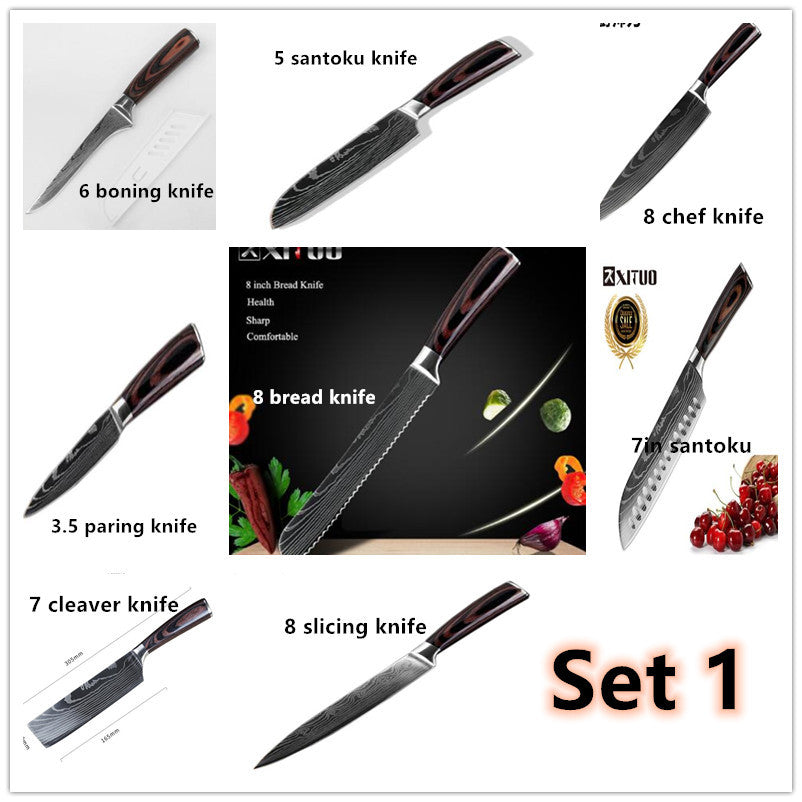 Shopi Vella Carpenter's Chef Knife 8 Piece Set - Damascus Steel