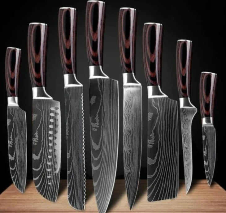 Shopi Vella Carpenter's Chef Knife 8 Piece Set - Damascus Steel