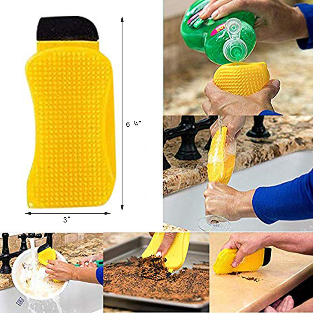 Shopi Vella 3-in-1 cleaning sponge in yellow with black scrubbing edge for versatile kitchen use