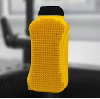 Shopi Vella yellow 3-in-1 cleaning sponge for cooking tools with textured scrubbing surface