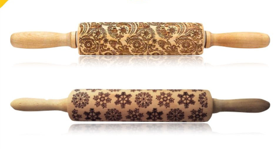 Shopi Vella Christmas Embossing Rolling Pin with Star Pattern