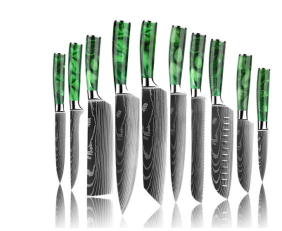 Shopi Vella Blue Resin Handle Chef Knife Set - Damascus Steel