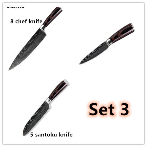 Shopi Vella Carpenter's Chef Knife 8 Piece Set - Damascus Steel