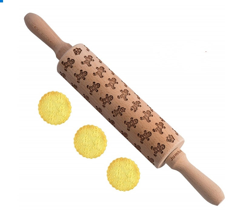 Shopi Vella Christmas Embossing Rolling Pin with Star Pattern