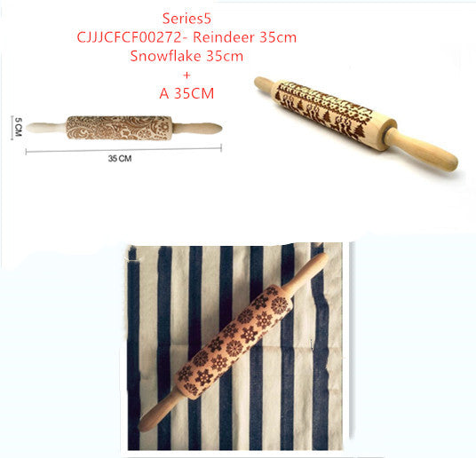 Shopi Vella Christmas Embossing Rolling Pin with Star Pattern
