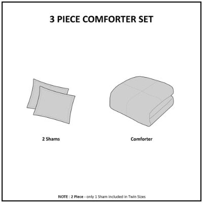 Shopi Vella Scotchgard comforter set with 3 pieces including comforter and 2 pillow shams