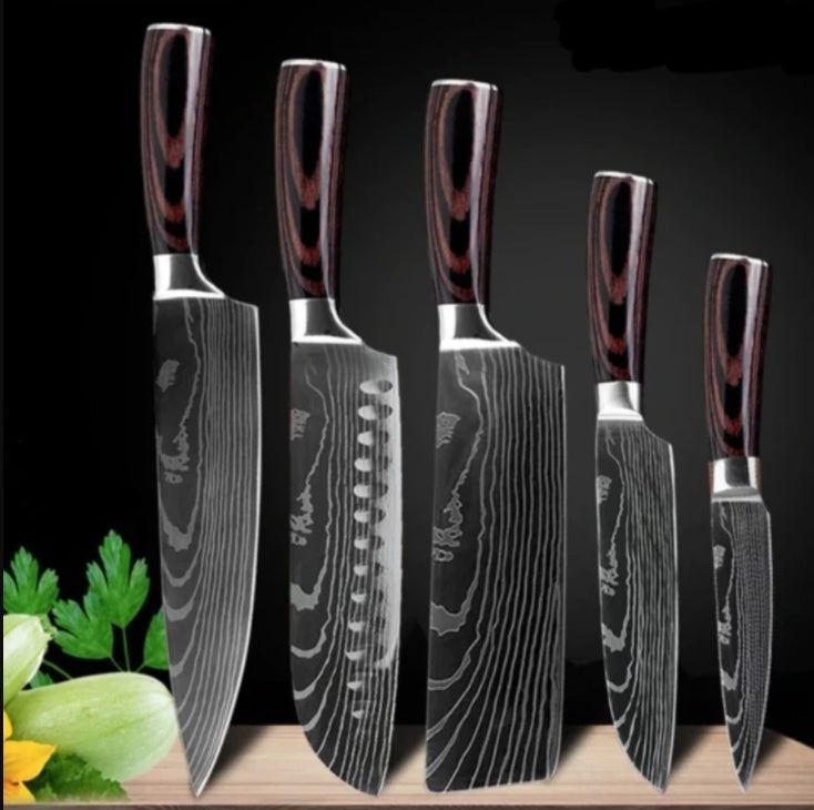 Shopi Vella Carpenter's Chef Knife 8 Piece Set - Damascus Steel