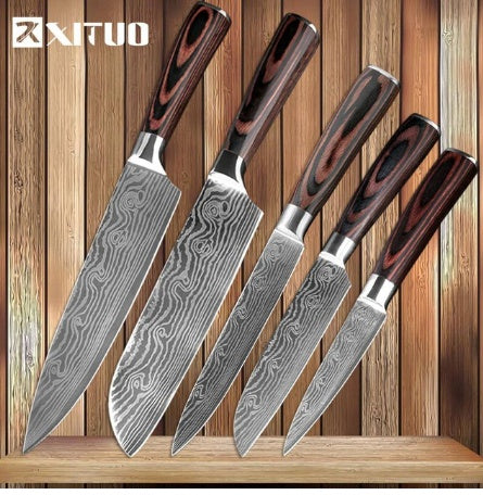 Shopi Vella Carpenter's Chef Knife 8 Piece Set - Damascus Steel