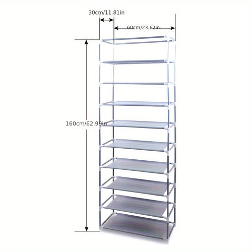 1 Set Of 10-layer Shoe Cabinet With Dust Cover, Easy To Assemble, Portable Shoe Cabinet, Suitable For Various Scenarios Such As Entrance, Storage Shelves, Etc