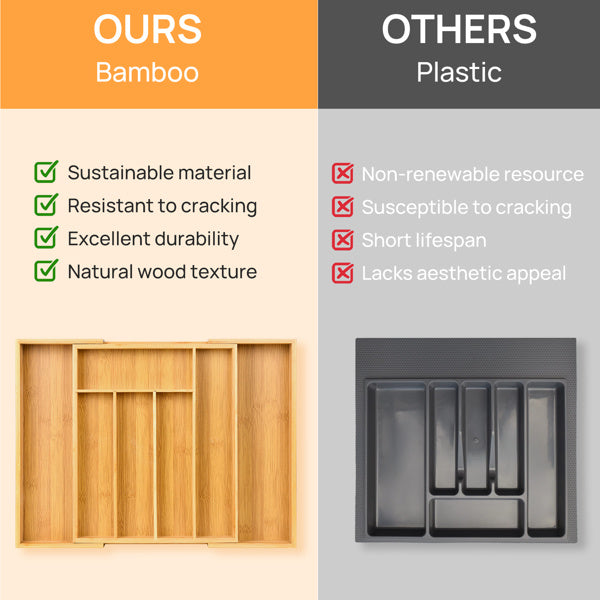 Shopi Vella bamboo storage box for drawers with sustainable, durable natural wood construction