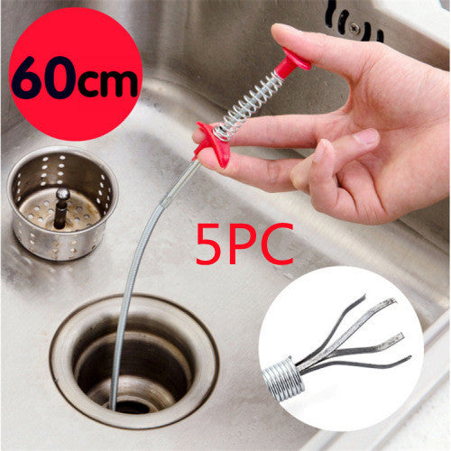 60cm hair cleaner for kitchen sink removing debris with flexible metal grabber tool