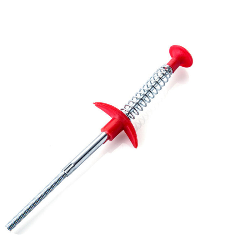 60cm hair cleaner for kitchen sink with red handle and metal spring for easy clog removal