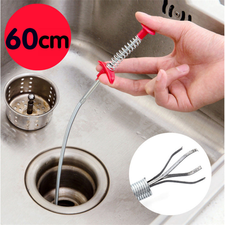 60cm hair cleaner for kitchen sink with flexible metal wire and claw grabber for hair removal