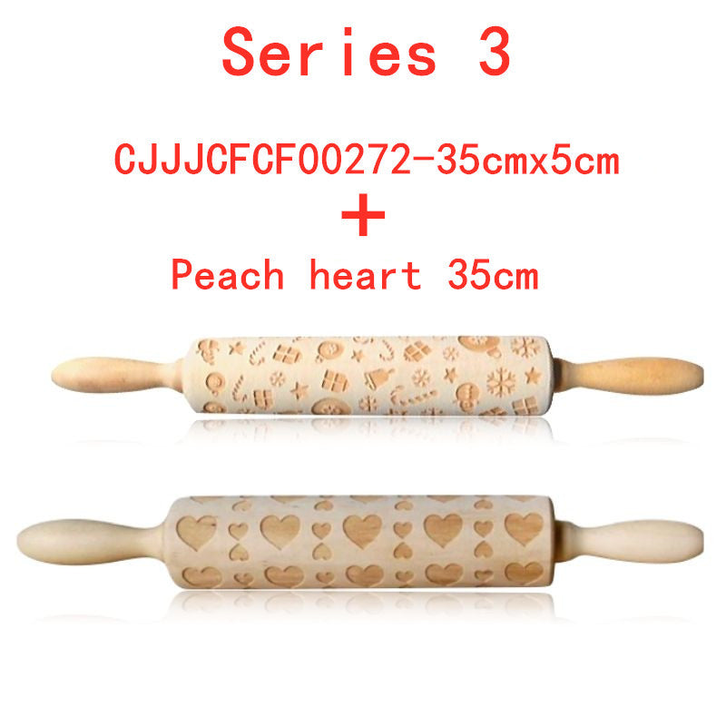 Shopi Vella Christmas Embossing Rolling Pin with Star Pattern
