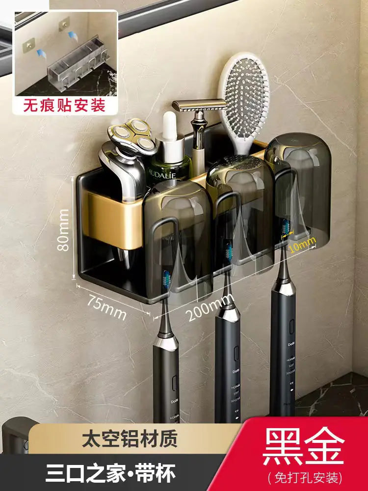 Shopi Vella Wall-Mounted Toothbrush Holder with Storage Cup