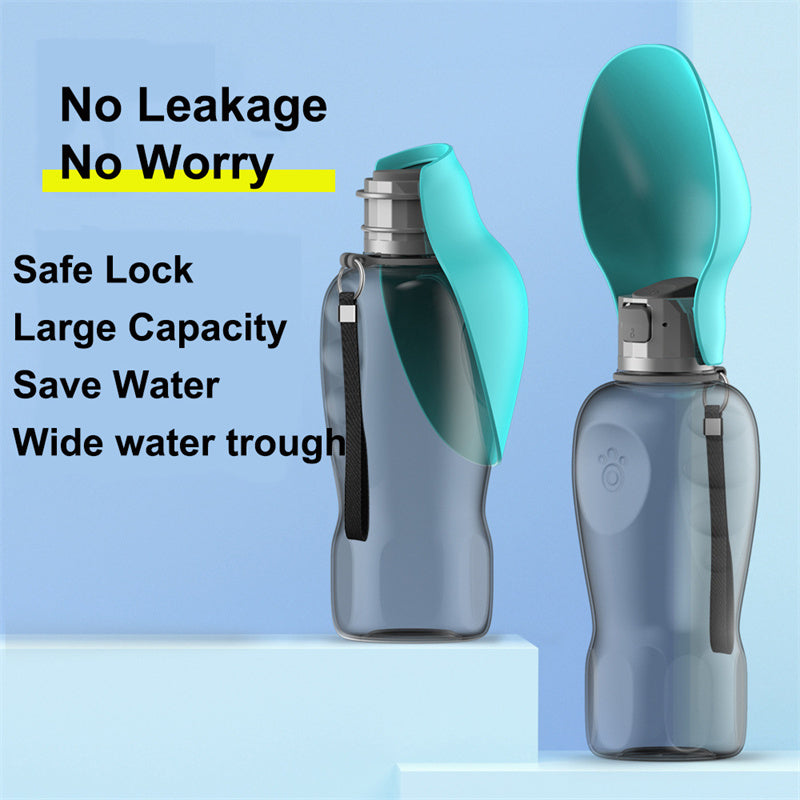 800ml high capacity dog water bottle with safe lock and wide water trough by Shopi Vella