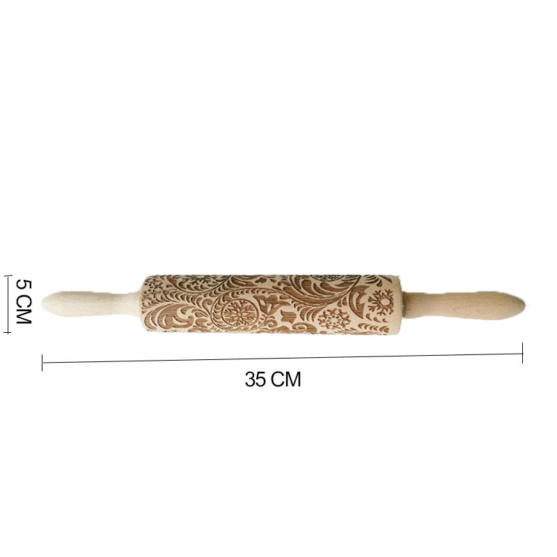 Shopi Vella Christmas Embossing Rolling Pin with Star Pattern