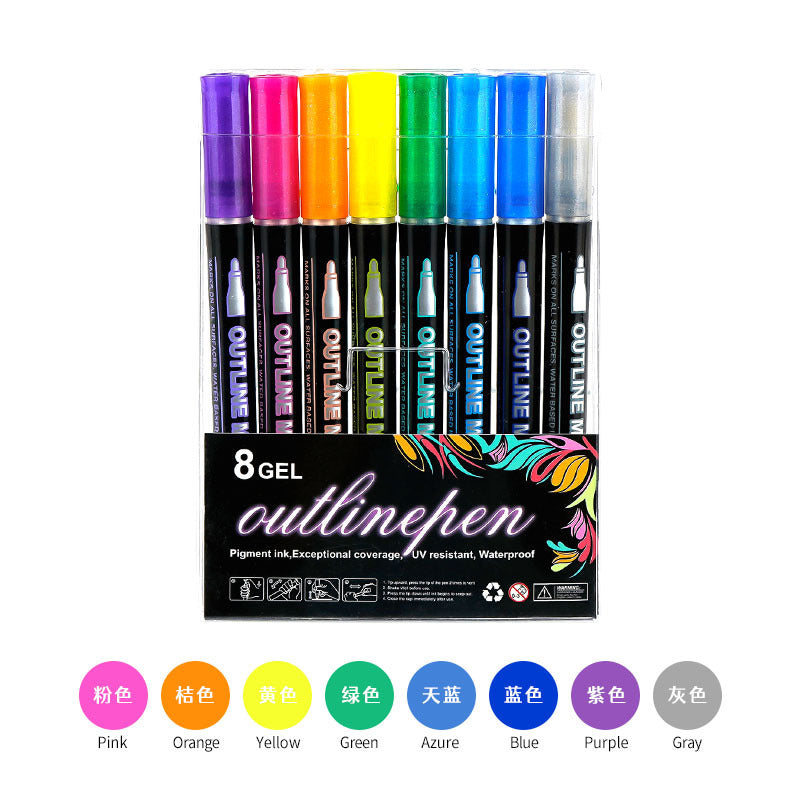 Double Line Outline Pen 24 Color Suit Dream Color Mark Fluorescent Marker