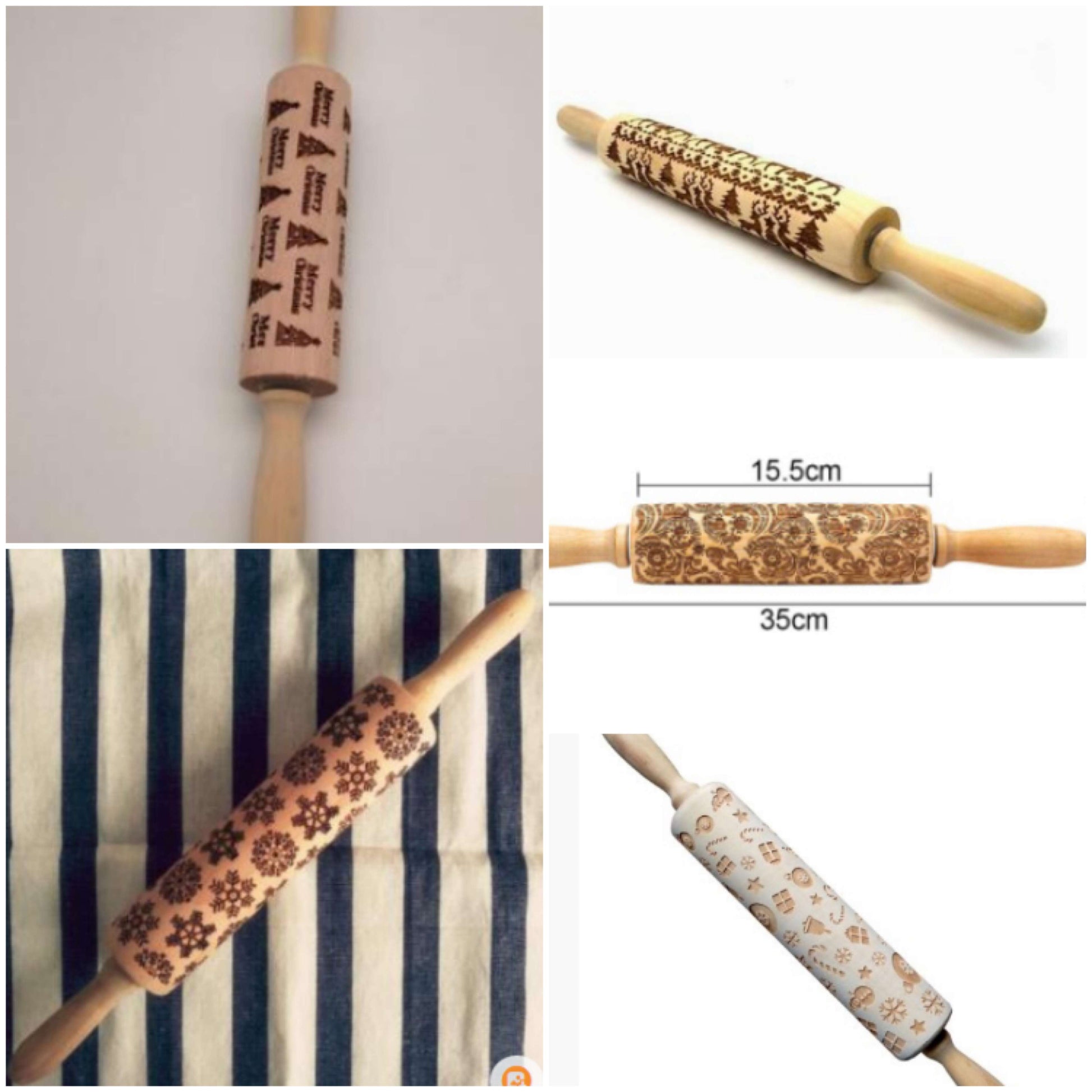 Shopi Vella Christmas Embossing Rolling Pin with Star Pattern