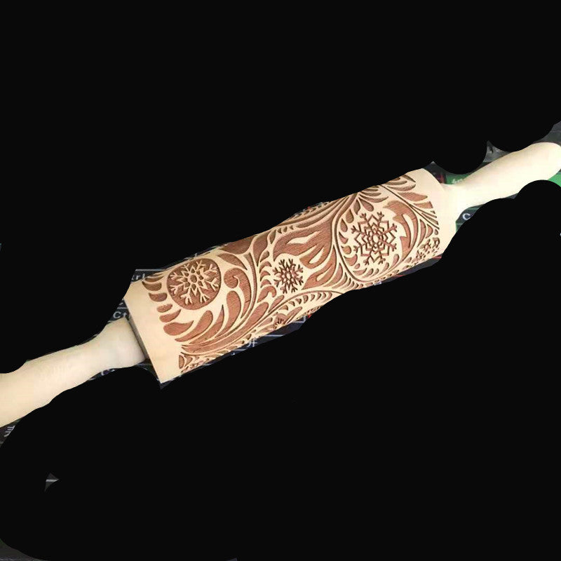 Shopi Vella Christmas Embossing Rolling Pin with Star Pattern